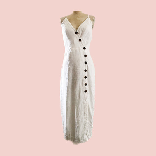 Urban Outfitters Off White Sleeveless Linen Midi Dress