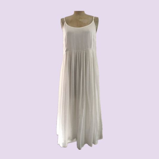 Urban Outfitters Off White Sleeveless Crinkled Midi Dress