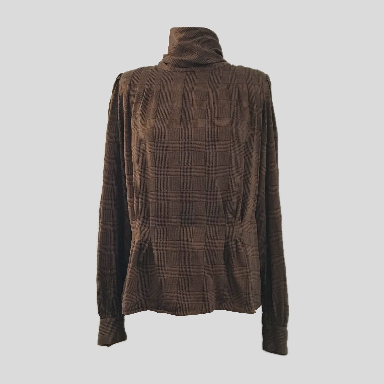 vintage-1970s-brown-silk-houndstooth-blouse
