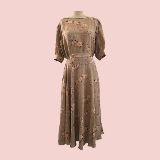 vintage-1970s-tan-silk-floral-midi-dress