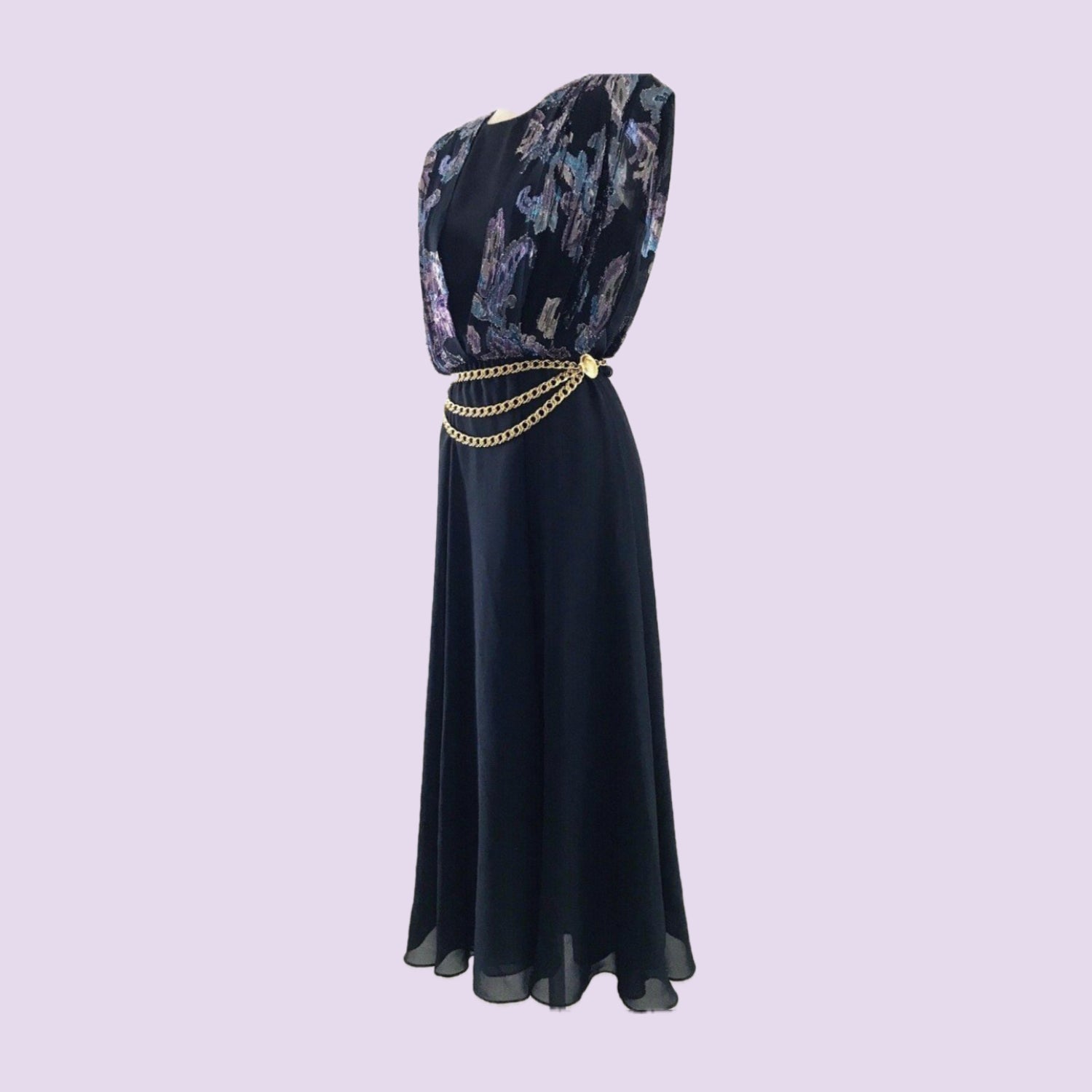 vintage-1980s-black-chiffon-midi-dress
