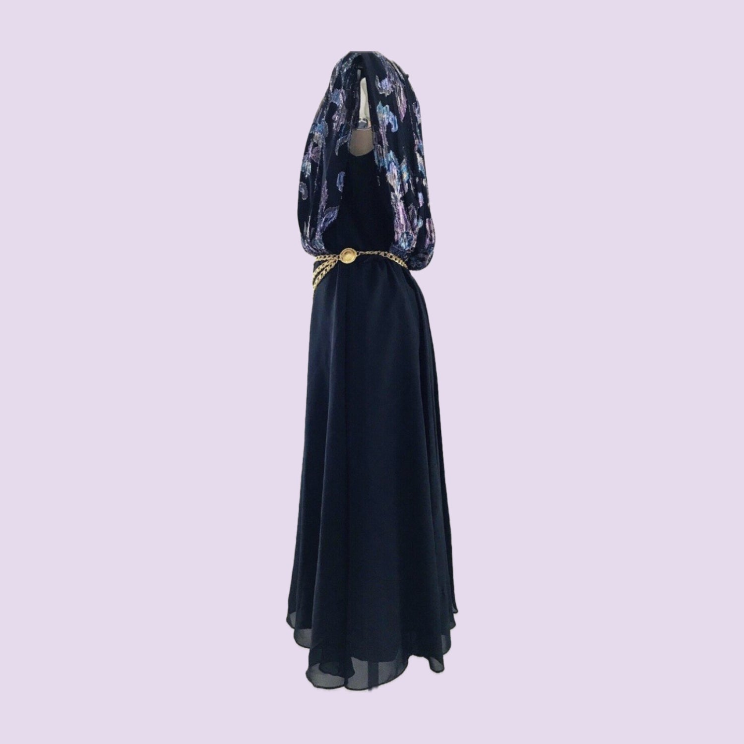 vintage-1980s-black-chiffon-midi-dress