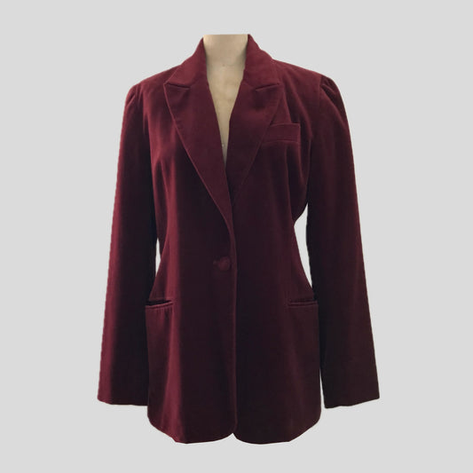 Vintage 1990s Burgundy Velvet Blazer