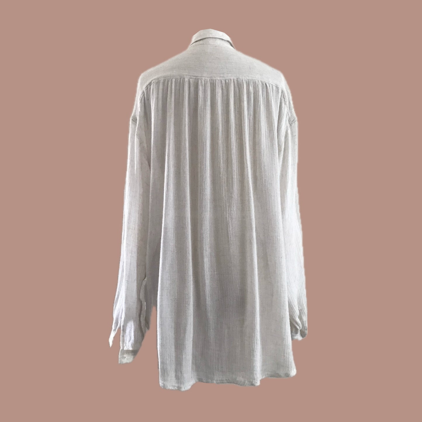 Vintage 1990s Beige Linen Relaxed Fit Shirt