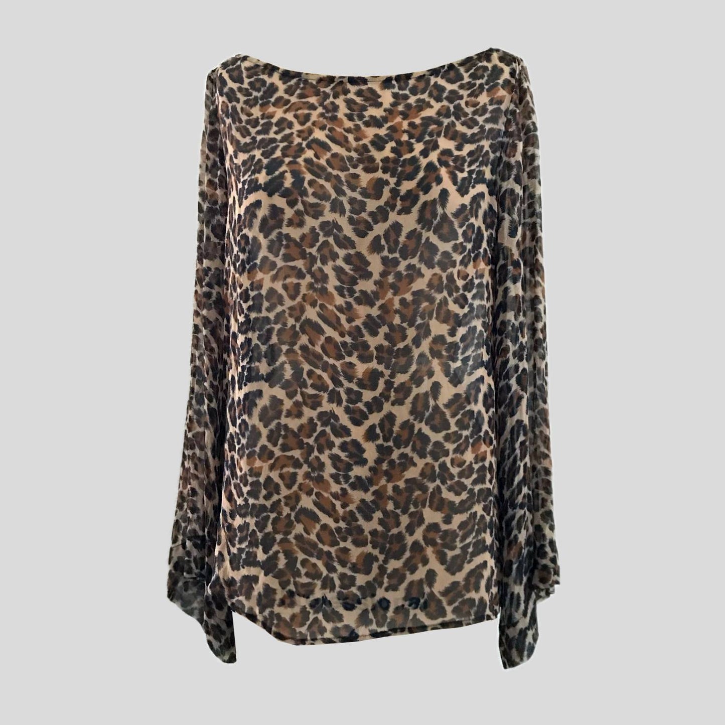 vintage-abs-tan-animal-print-chiffon-top-blouse
