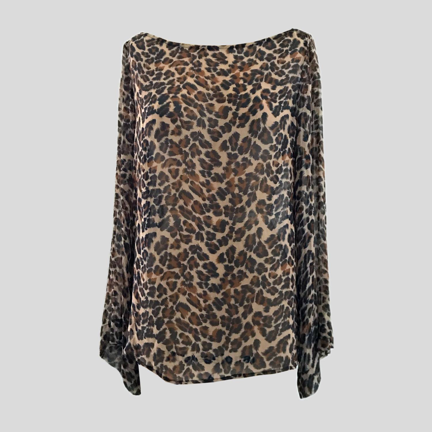 vintage-abs-tan-animal-print-chiffon-top-blouse