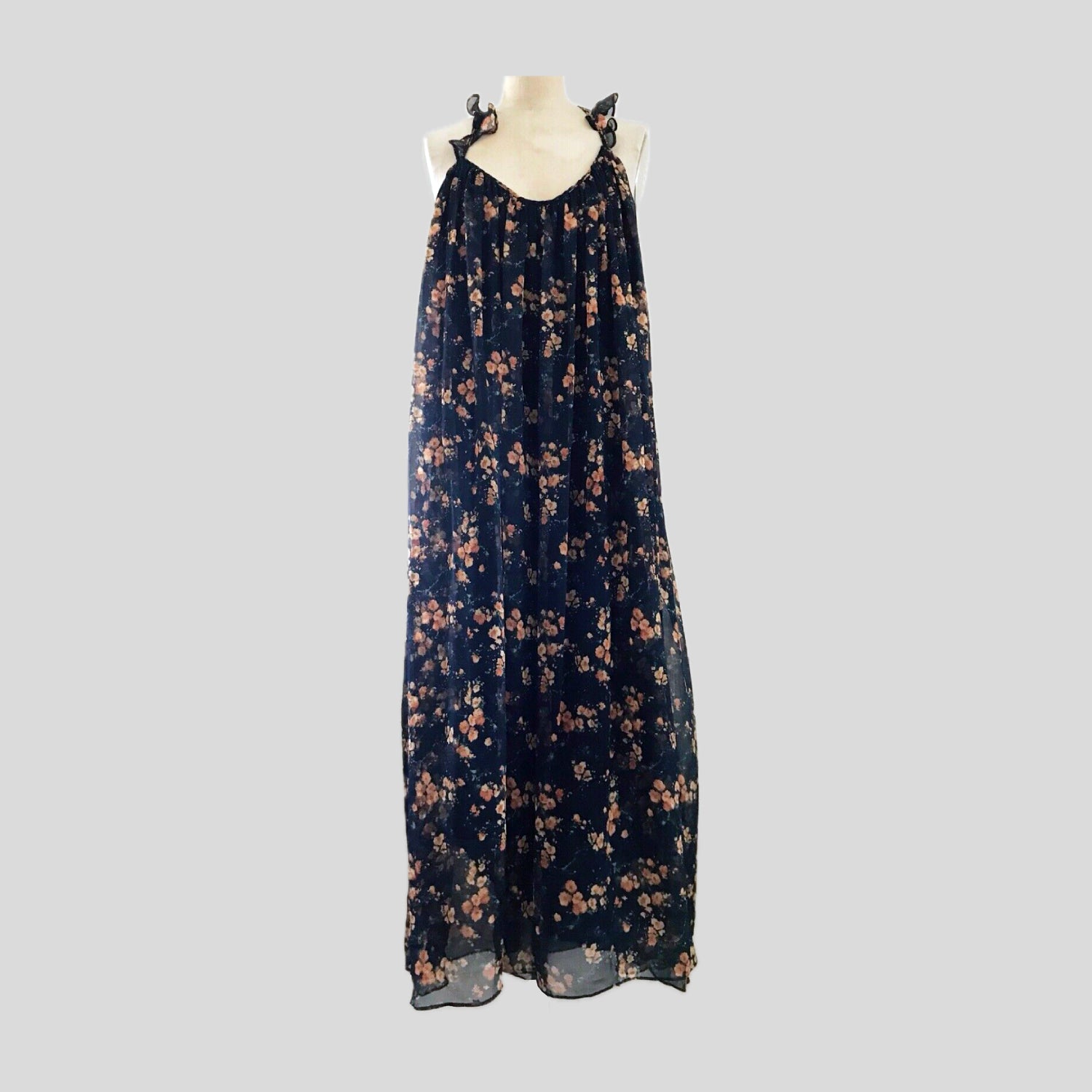 zara-black-chiffon-floral-boho-midi-dress