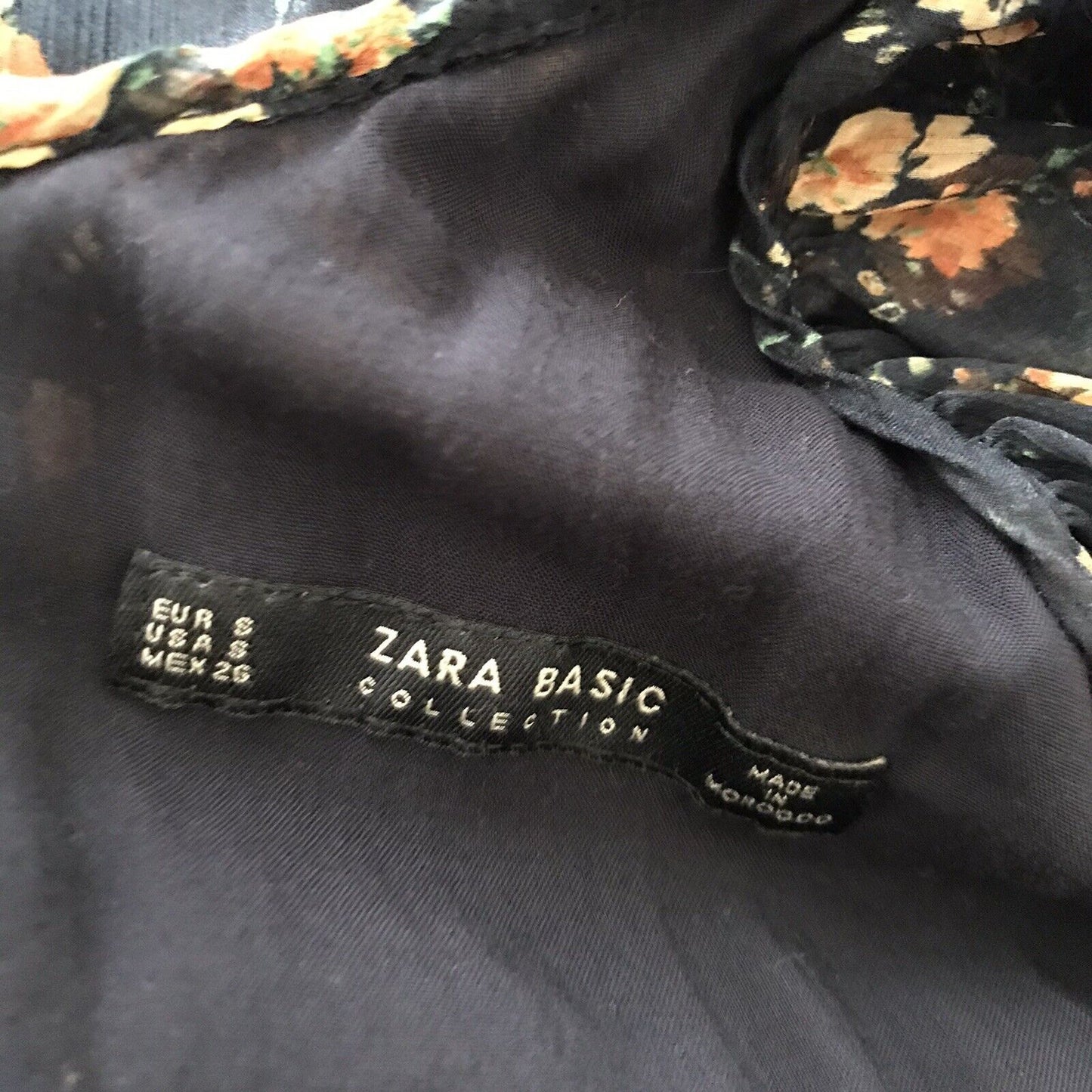 Zara Black Floral Chiffon Midi Dress