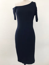Prelovely | Helmut Lang Black Knit Exposed Shoulder Mini Dress