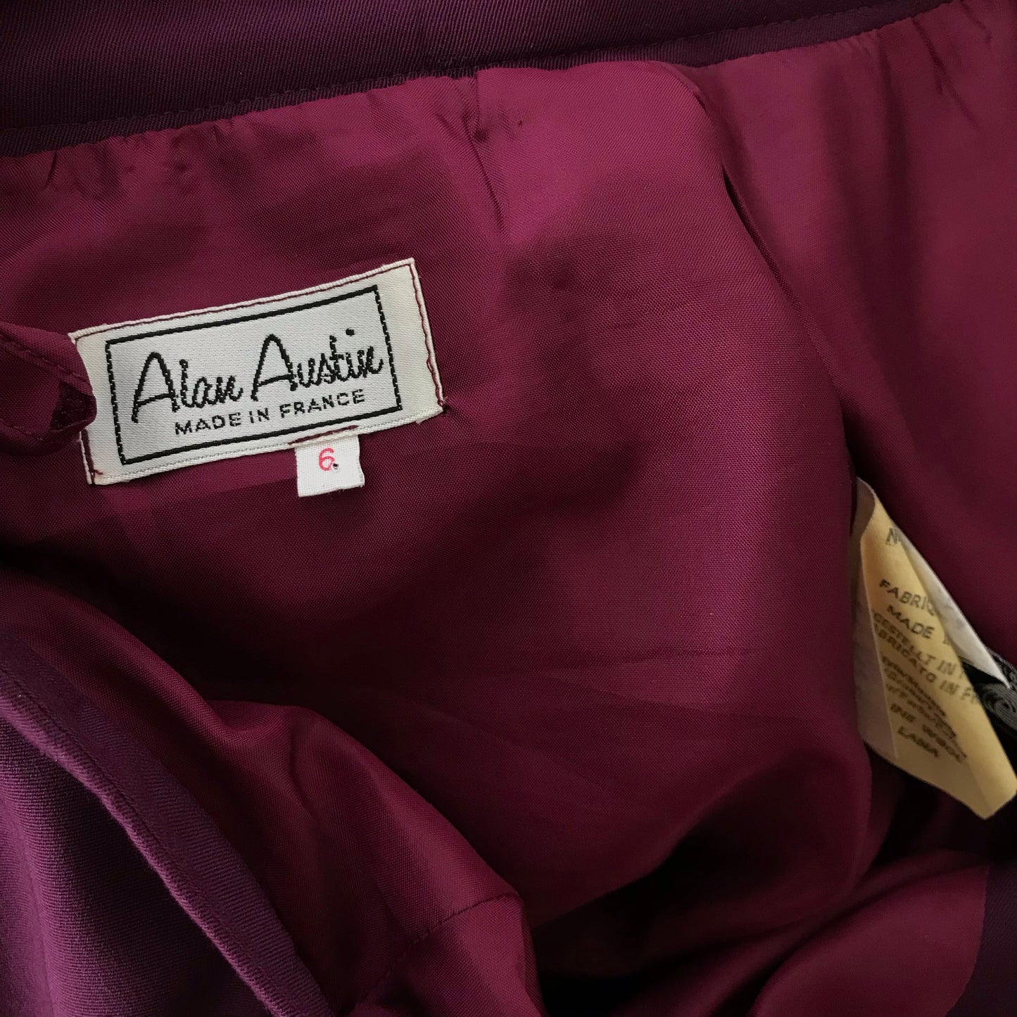 Vintage Alan Austin Purple Gabardine Pleated Skirt