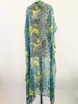 Prelovely | Antik Batik Silk Green Chiffon Paisley Tunic Top Cover Up