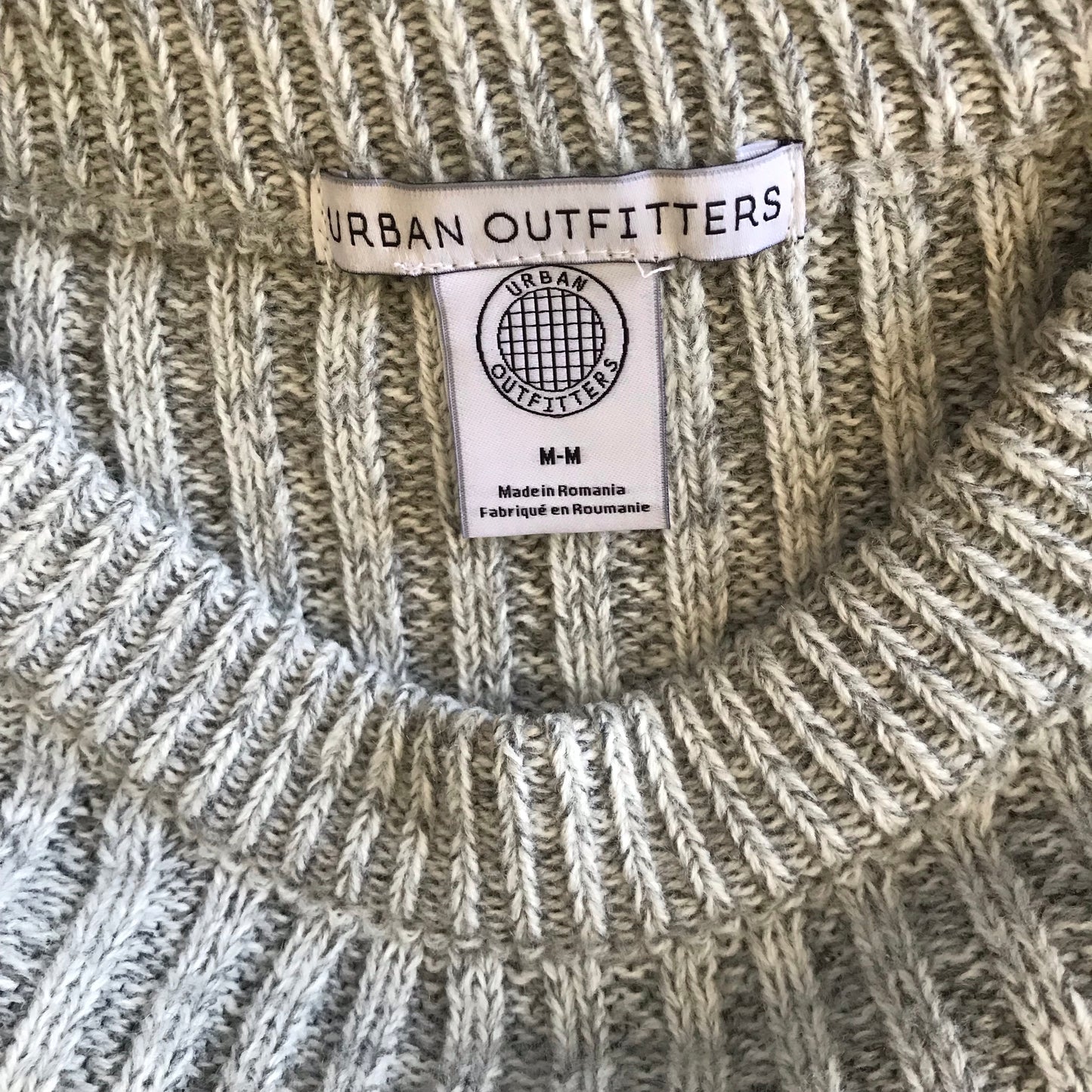 Urban Outfitters Gray Cropped Cotton Knit Sweater