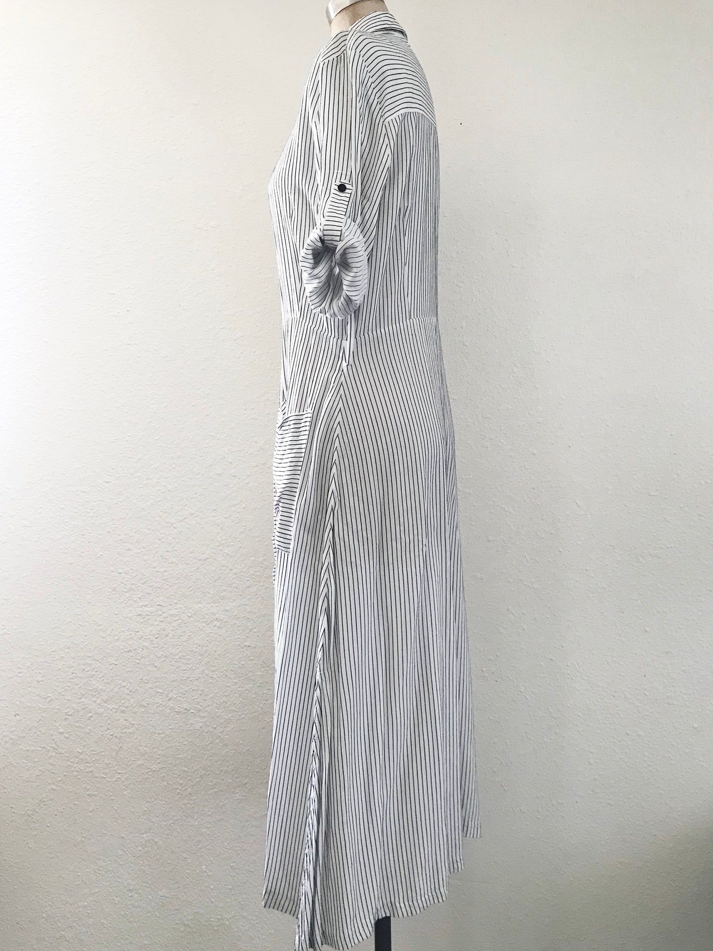 Prelovely | Zara White Pinstriped Long Tunic Shirt Dress