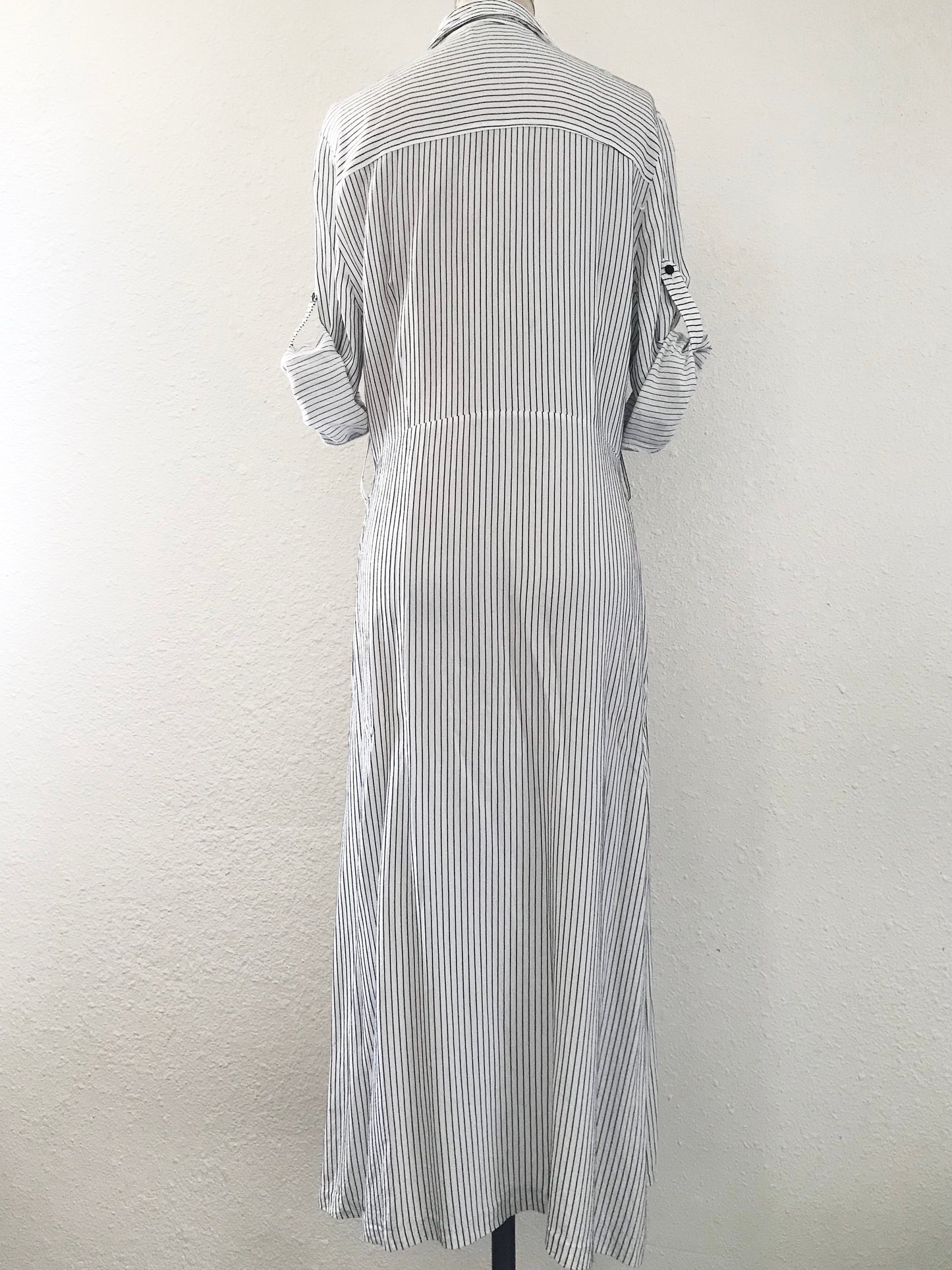 Prelovely | Zara White Pinstriped Long Tunic Shirt Dress