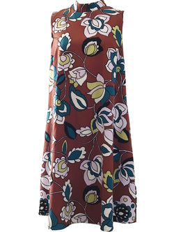Prelovely | Modcloth Retro 70s Brown Floral A Line Dress
